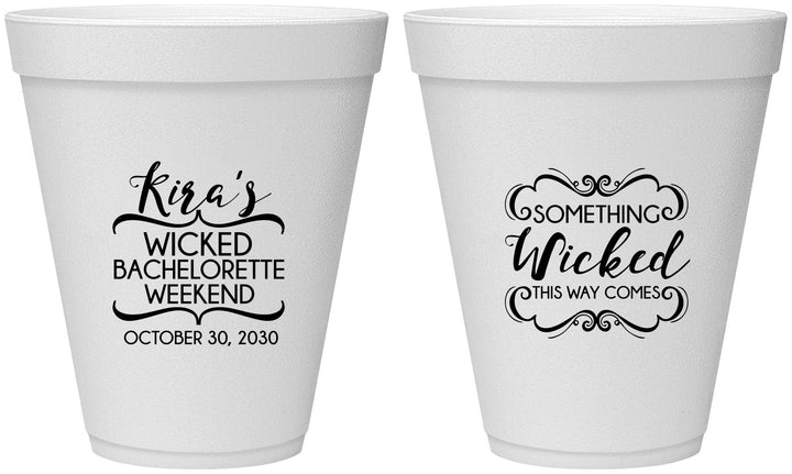 Personalized Bachelorette 12 oz Foam Cups - Something Wicked | 60076