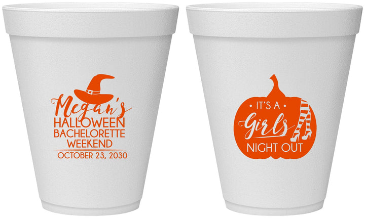 Personalized Bachelorette 12 oz Foam Cups - Halloween Girls Night Out | 60077