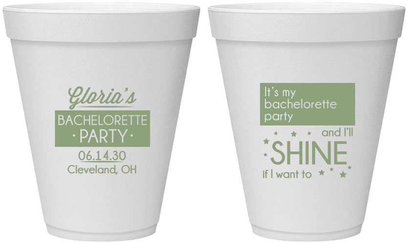Personalized Bachelorette 12 oz Foam Cups - Shine | 60080