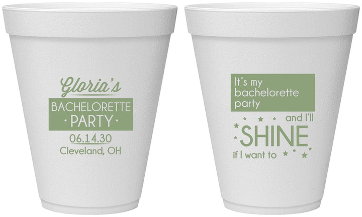 Personalized Bachelorette 12 oz Foam Cups - Shine | 60080