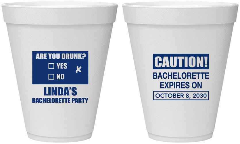 Personalized Bachelorette 12 oz Foam Cups - Caution | 60082
