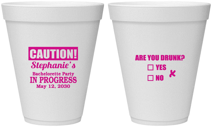 Personalized Bachelorette 12 oz Foam Cups - Drunk Yes Or No | 60083