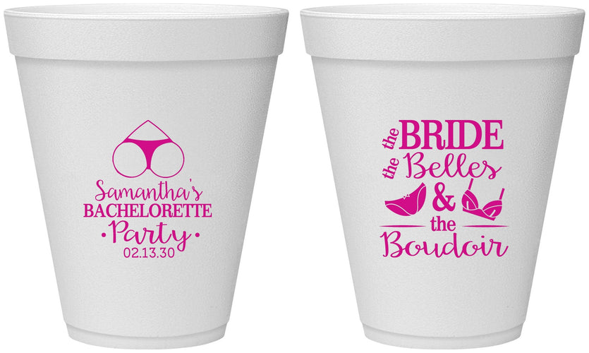Personalized Bachelorette 12 oz Foam Cups - Brides Bells Boudoir | 60085