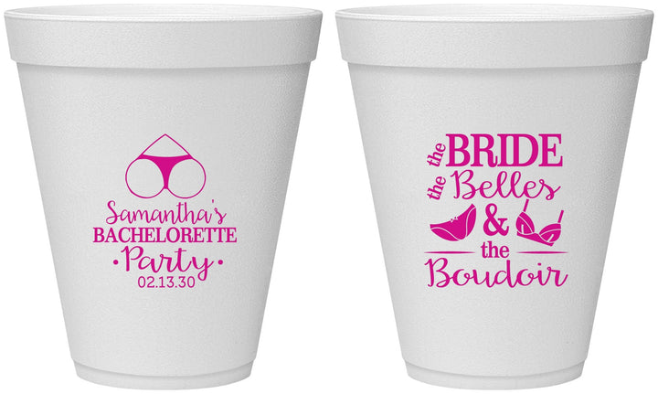 Personalized Bachelorette 12 oz Foam Cups - Brides Bells Boudoir | 60085