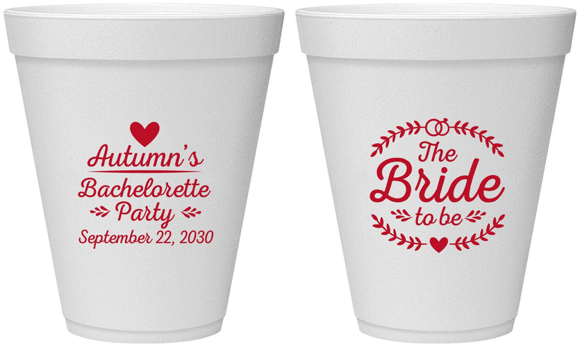 Personalized Bachelorette 12 oz Foam Cups - Bride To Be | 60088