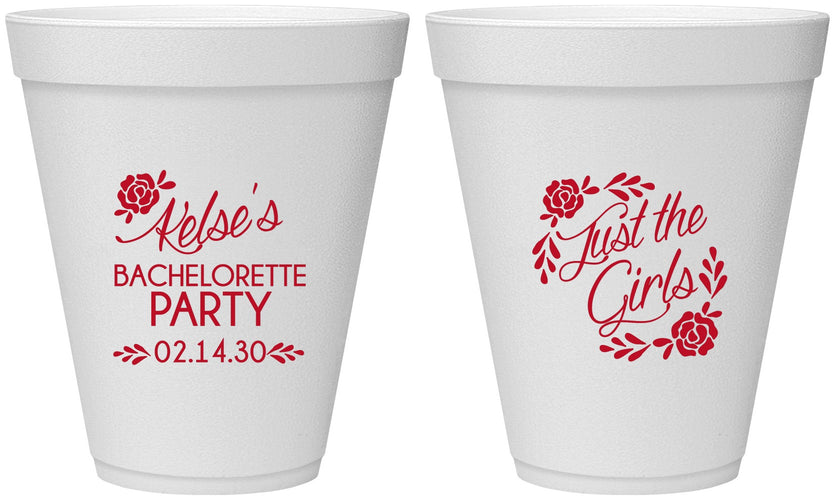 Personalized Bachelorette 12 oz Foam Cups - Just The Girls | 60089
