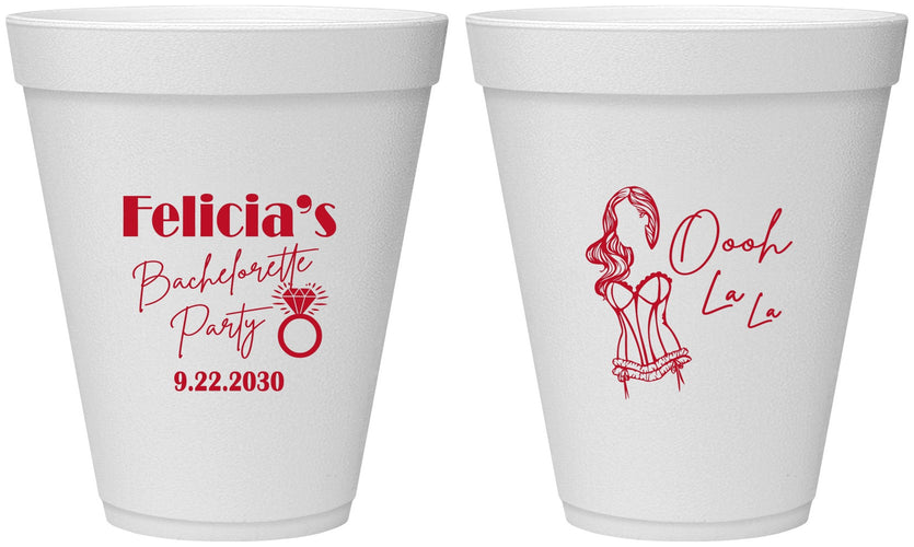 Personalized Bachelorette 12 oz Foam Cups - Paris | 60090