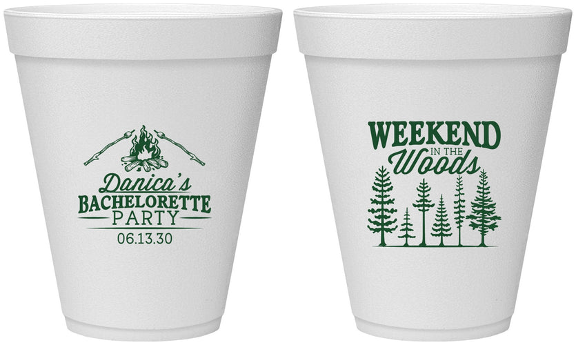 Personalized Bachelorette 12 oz Foam Cups - Camping | 60094