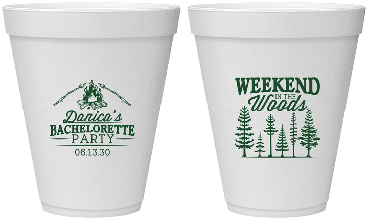 Personalized Bachelorette 12 oz Foam Cups - Camping | 60094