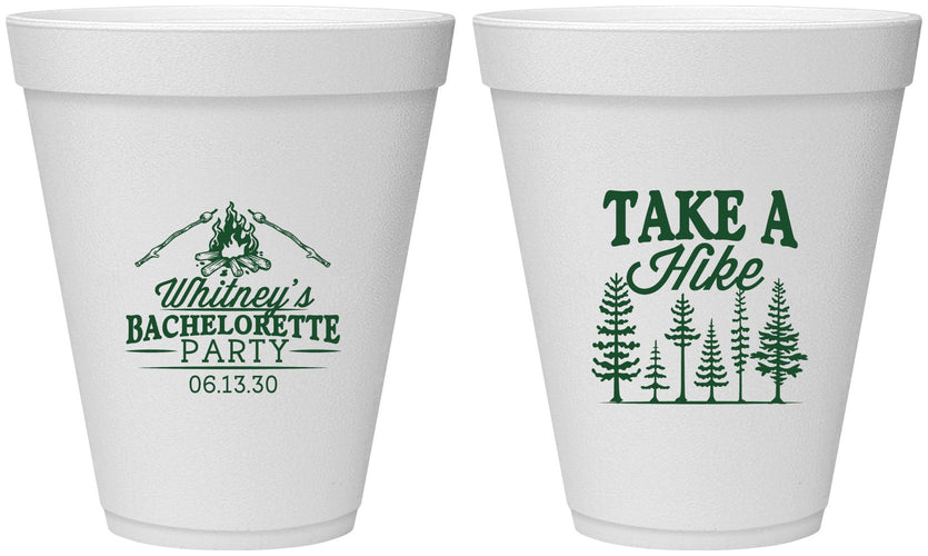 Personalized Bachelorette 12 oz Foam Cups - Camping | 60098