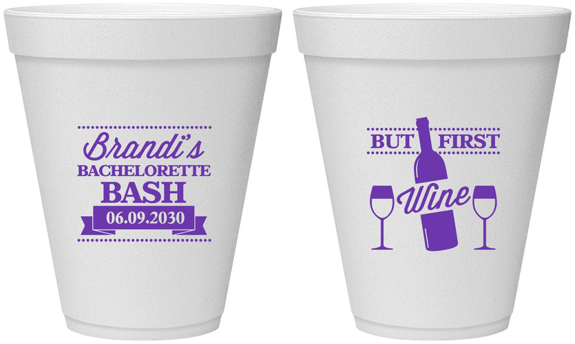 Personalized Bachelorette 12 oz Foam Cups - Wine | 60099