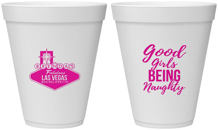 Personalized Bachelorette 12 oz Foam Cups - Good Girls Naughty | 60111