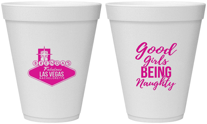 Personalized Bachelorette 12 oz Foam Cups - Good Girls Naughty | 60111