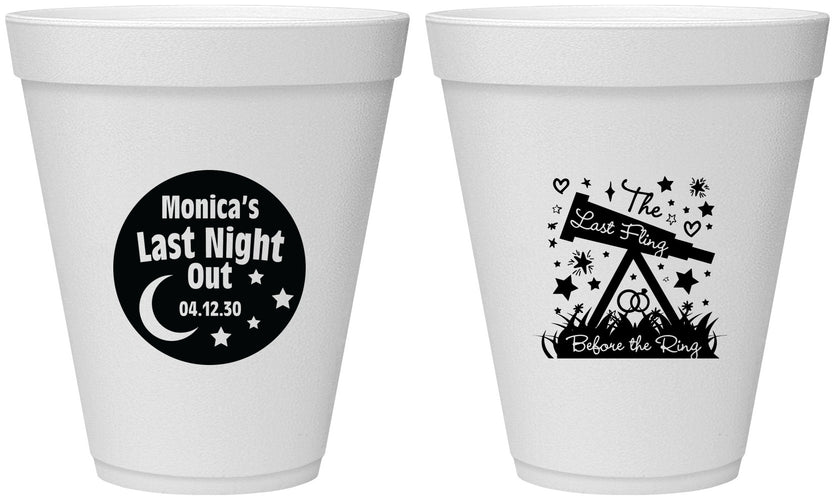 Personalized Bachelorette 12 oz Foam Cups - Last Fling Before Rings | 60113