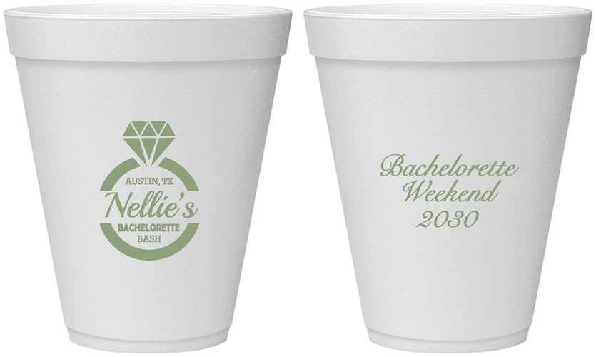 Personalized Bachelorette 12 oz Foam Cups - Ring | 60115