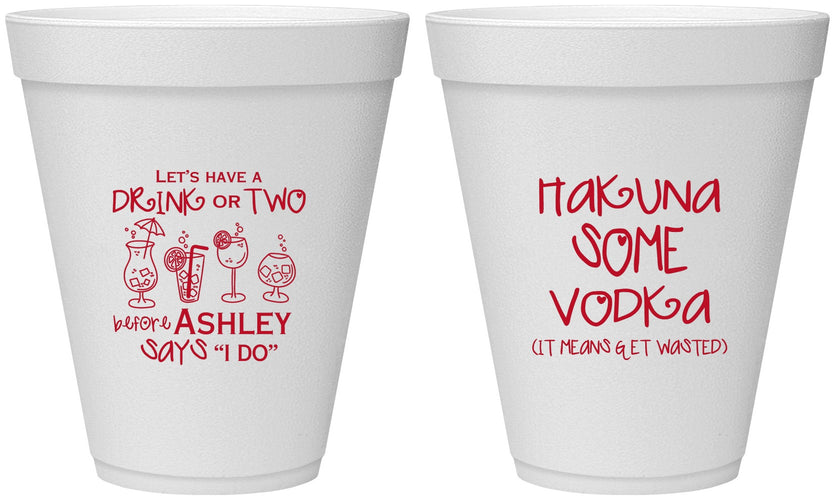 Personalized Bachelorette 12 oz Foam Cups - Lets Get Wasted | 60119