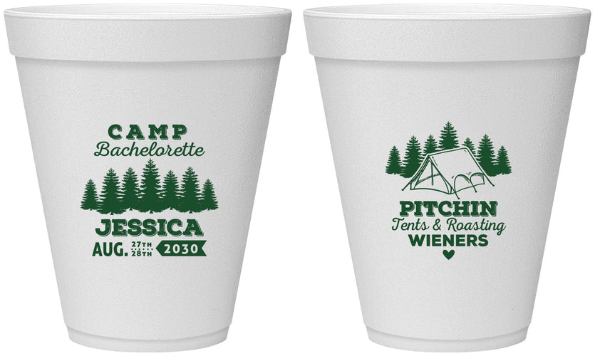 Personalized Bachelorette 12 oz Foam Cups - Camping | 60124