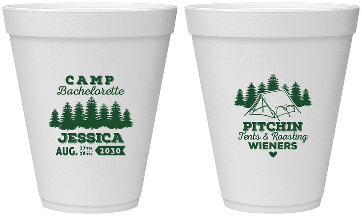 Personalized Bachelorette 12 oz Foam Cups - Camping | 60124
