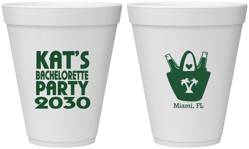 Personalized Bachelorette 12 oz Foam Cups - Beach | 60126