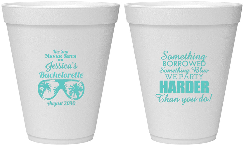 Personalized Bachelorette 12 oz Foam Cups - Something Borrowed | 60132