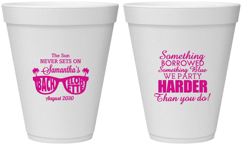 Personalized Bachelorette 12 oz Foam Cups - Something Borrowed | 60133