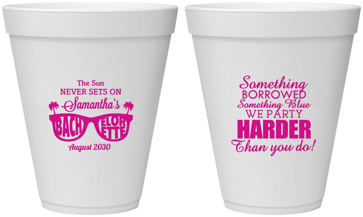 Personalized Bachelorette 12 oz Foam Cups - Something Borrowed | 60133