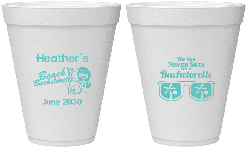 Personalized Bachelorette 12 oz Foam Cups - Beach | 60135