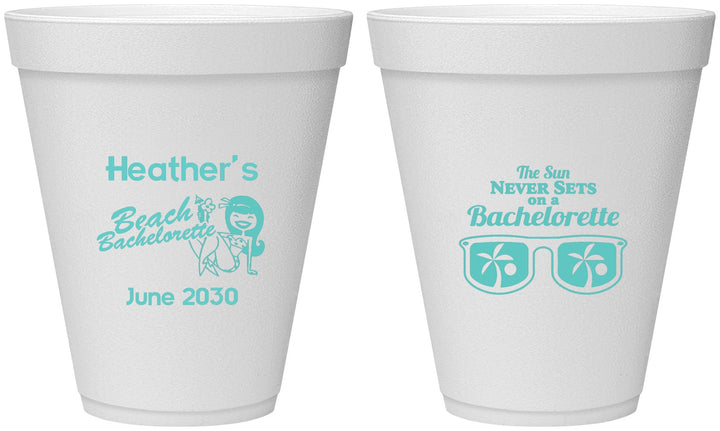 Personalized Bachelorette 12 oz Foam Cups - Beach | 60135