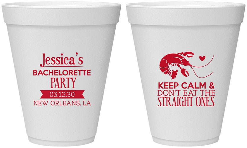 Personalized Bachelorette 12 oz Foam Cups - Crawfish Boil | 60137