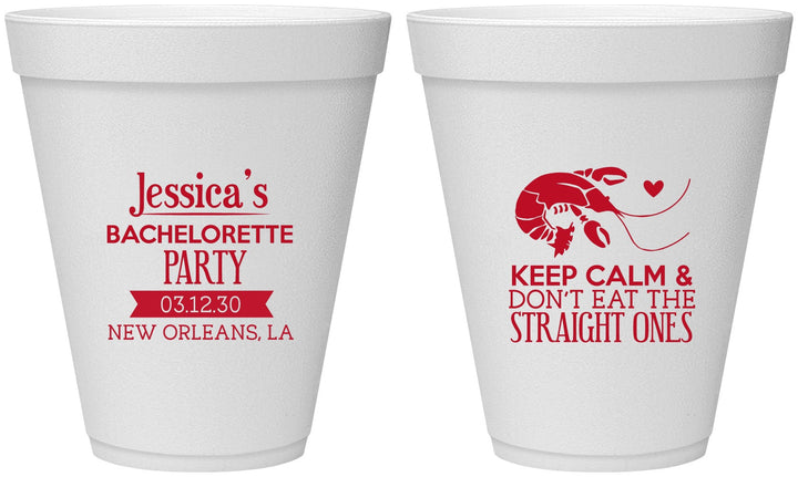 Personalized Bachelorette 12 oz Foam Cups - Crawfish Boil | 60137