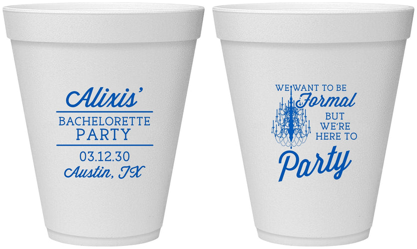 Personalized Bachelorette 12 oz Foam Cups - Formal Party | 60145
