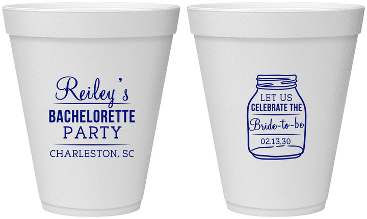 Personalized Bachelorette 12 oz Foam Cups - Bride To Be | 60146