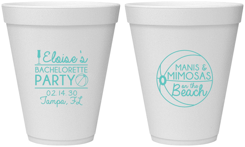 Personalized Bachelorette 12 oz Foam Cups - Manis Mimosas | 60149