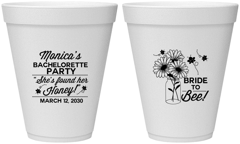 Personalized Bachelorette 12 oz Foam Cups - Bride To Bee | 60152