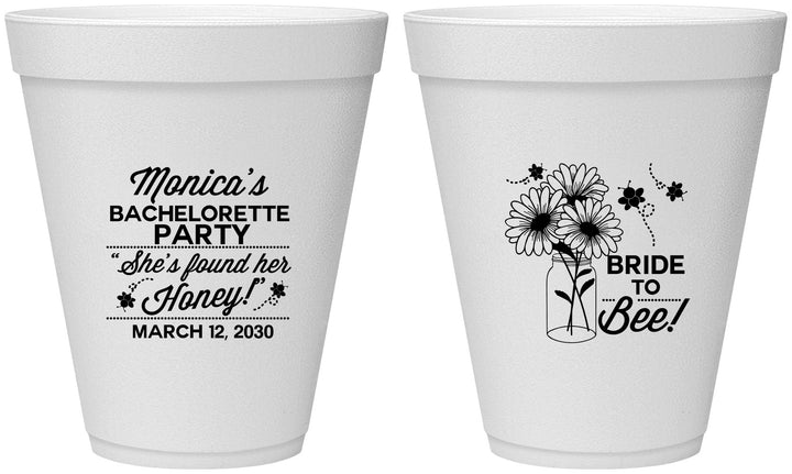 Personalized Bachelorette 12 oz Foam Cups - Bride To Bee | 60152
