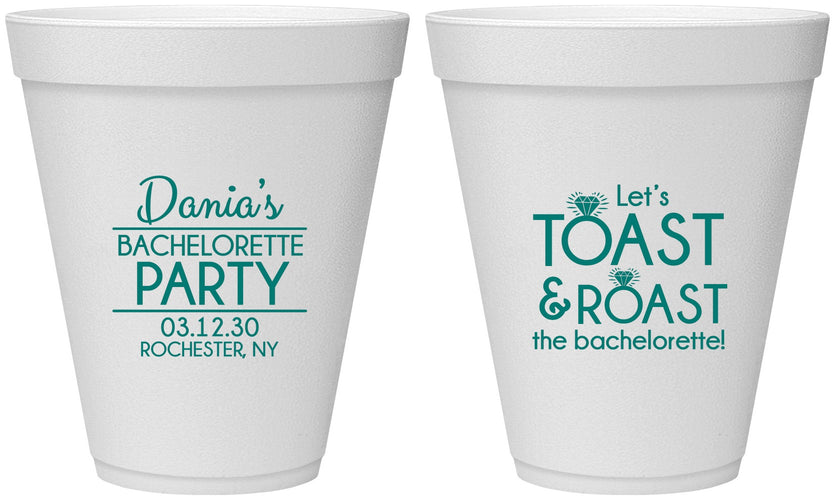 Personalized Bachelorette 12 oz Foam Cups - Toast And Roast | 60153