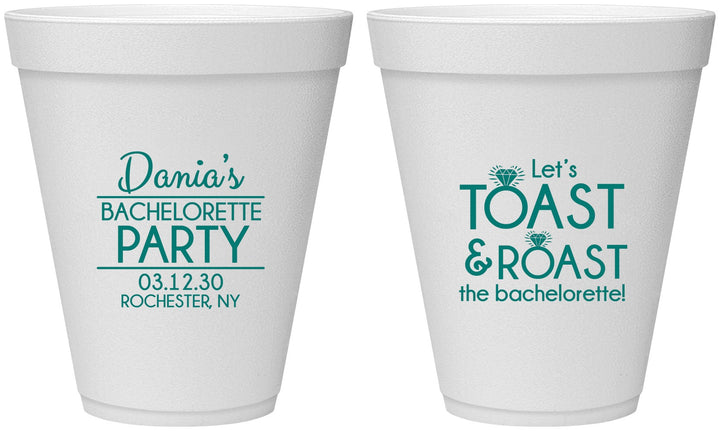 Personalized Bachelorette 12 oz Foam Cups - Toast And Roast | 60153