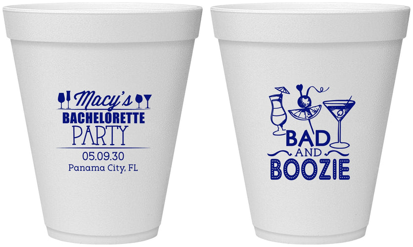 Personalized Bachelorette 12 oz Foam Cups - Bad And Boozie | 60155