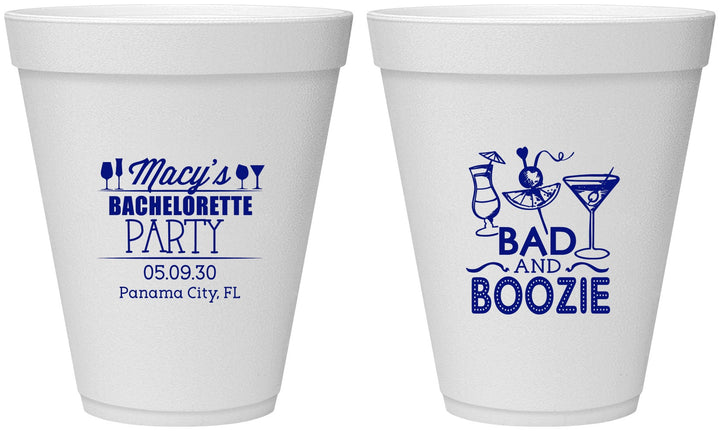 Personalized Bachelorette 12 oz Foam Cups - Bad And Boozie | 60155