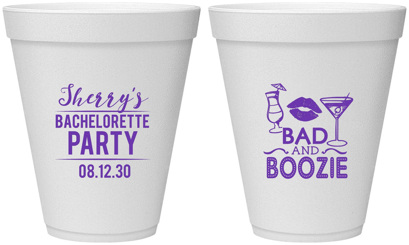 Personalized Bachelorette 12 oz Foam Cups - Bad And Boozie | 60156