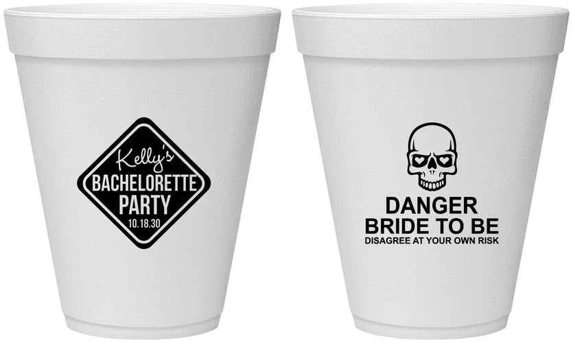Personalized Bachelorette 12 oz Foam Cups - Danger Bride To Be | 60165