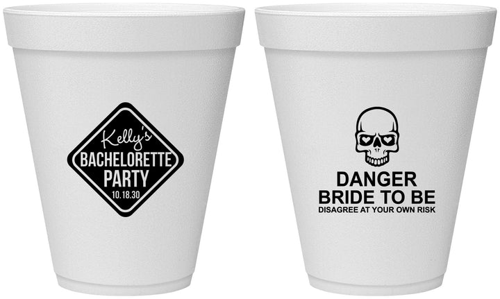 Personalized Bachelorette 12 oz Foam Cups - Danger Bride To Be | 60165