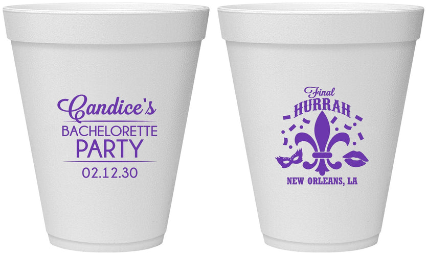 Personalized Bachelorette 12 oz Foam Cups - New Orleans | 60166