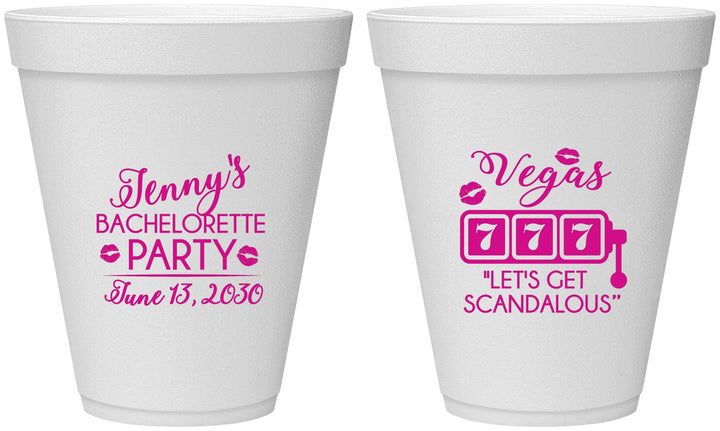 Personalized Bachelorette 12 oz Foam Cups - Las Vegas | 60170
