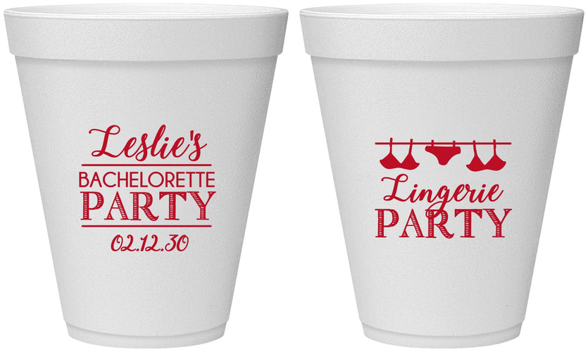 Personalized Bachelorette 12 oz Foam Cups - Lingerie Party | 60171