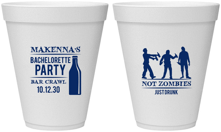 Personalized Bachelorette 12 oz Foam Cups - Zombie | 60173