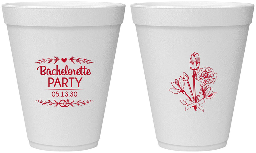 Personalized Bachelorette 12 oz Foam Cups - Flowers | 60174