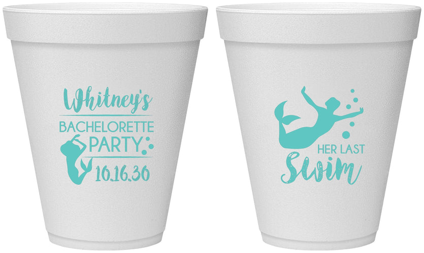 Personalized Bachelorette 12 oz Foam Cups - Mermaid | 60175