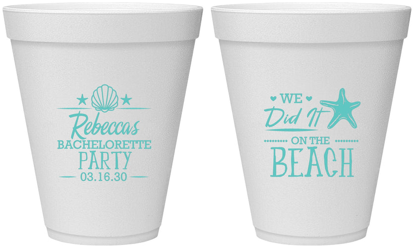 Personalized Bachelorette 12 oz Foam Cups - Beach | 60183