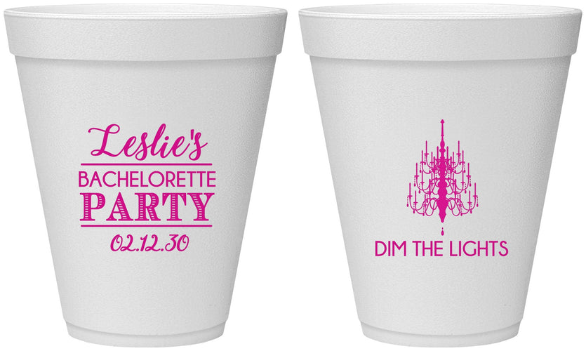 Personalized Bachelorette 12 oz Foam Cups - Lights | 60188